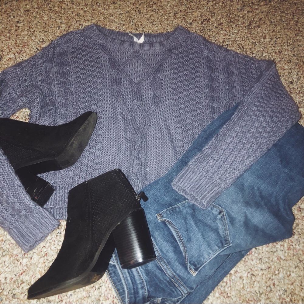 Purple cable knit sweater!